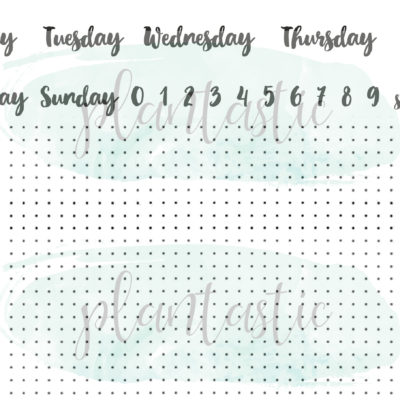 Dot Grid with Days & Numbers - Brush Lettering