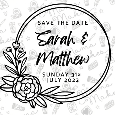 Save The Date Floral Circle - Personalised Wedding Stamp